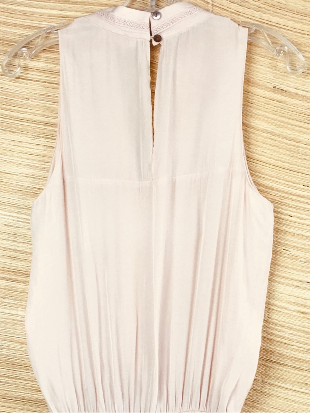 Ramy Brook Pale Pink Silk-Feel Smocked Waist Mini Dress Size M - Picture 7 of 12